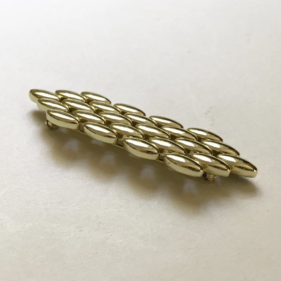 Givenchy Gold Tone Hexagonal Oval Pattern Brooch - Picture 3 of 7